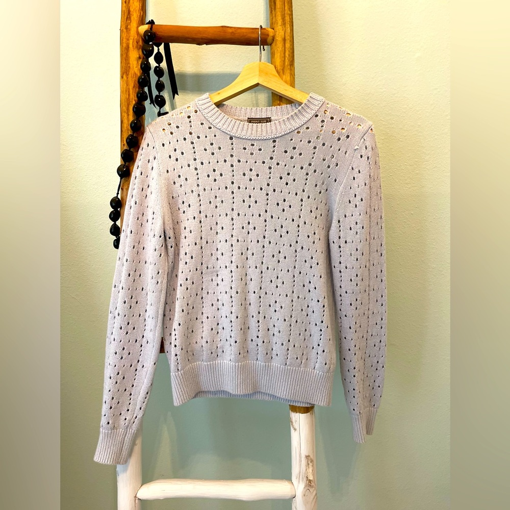 Jcrew point sur eyelet sweater in light blue